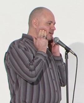 Man practicing a vocal range building exercise